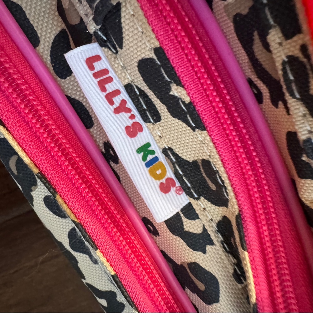Lily’s Kids Pink Leopard Print Rolling Backpack- 16 x 12 - Picture 2 of 16
